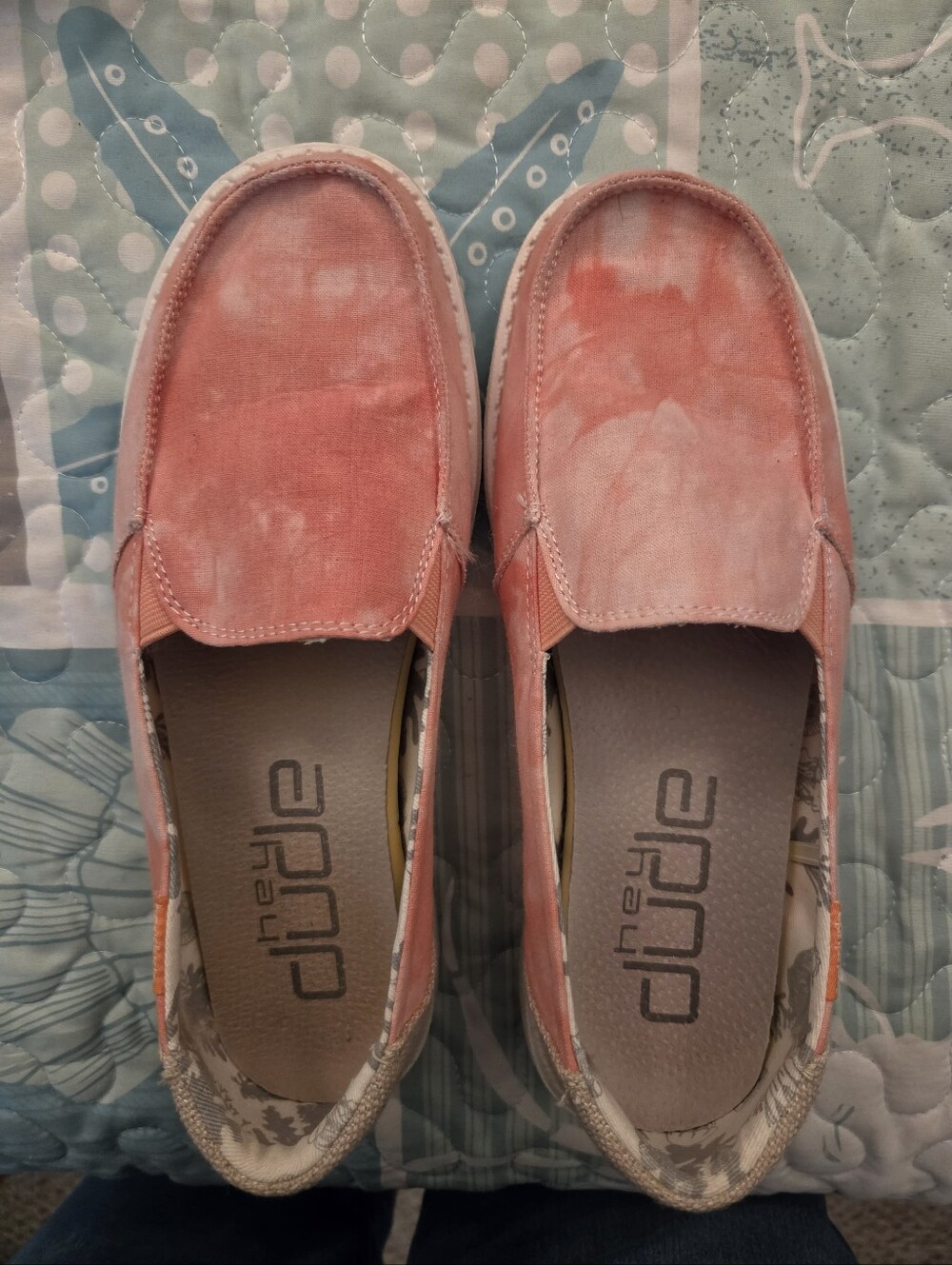 Hey dude women's coral slip on shoes size 7 . Tie dye look